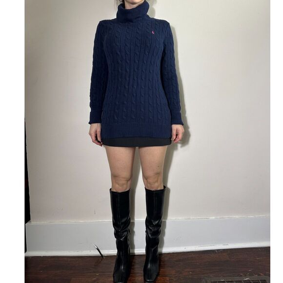 Ralph Lauren Sport Blue Ribbed Turtleneck Sweater Size M - Picture 1 of 5